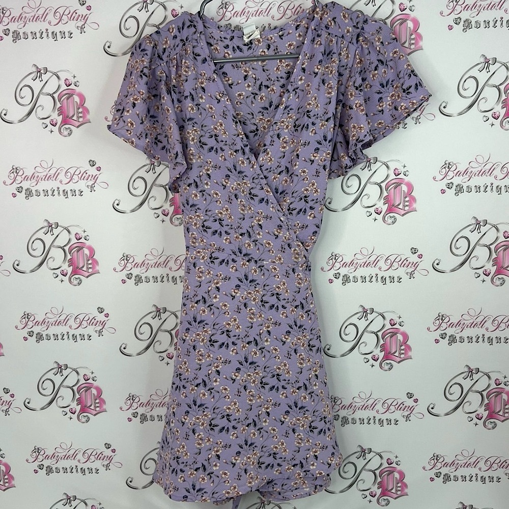 Twik Simons dress flowers purple lilac  Lavender Floral Mini Dress